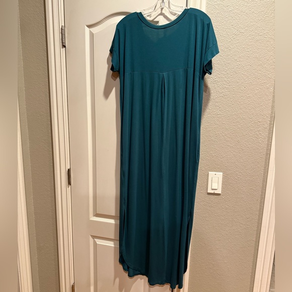Zenana teal maxi shirt tail dress with pockets size L - Picture 3 of 4